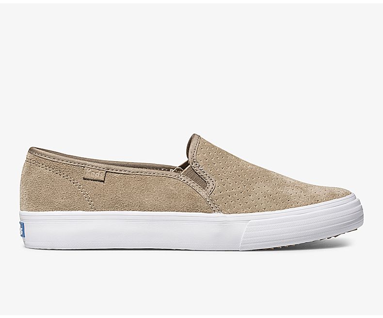 Keds Women's Double Decker Perf Suede Brown Slip On Shoes - ZW8926513